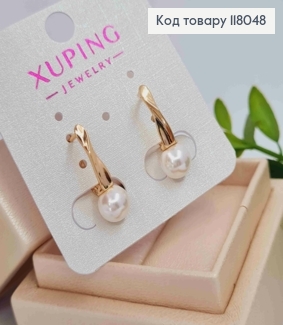 Серьги с жемчужиной, 2см, английская застежка, Xuping 18K 118048 фото