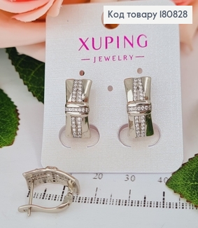 Сережки родовані "Ділові" з камінцями (англ.застібка), 1,5*0,8см, Xuping 180828 фото