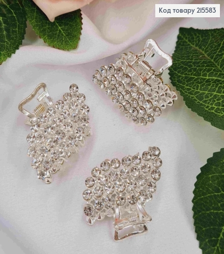 Краб металл "Фигурный", 3см в камешках, серебряного цвета 215583 фото 1