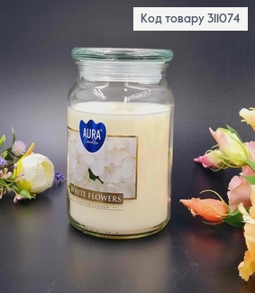 Аромасвічка в банці  White Flowers, 500г, Bispol, 100 годин горіння, snd 99-179 311074 фото