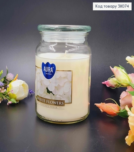 Аромасвечка в банке White Flowers, 500г, Bispol, 100 часов горения, snd 99-179 311074 фото 1