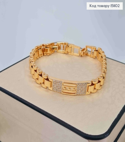 Браслет с пластиной Версаче с камешками, длина 17+2см, Xuping 18К. 151102 фото 1