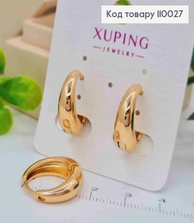 Сережки кільця "Овальні" розширені до низу, довжина 1,7см, Xuping 18К 110027 фото