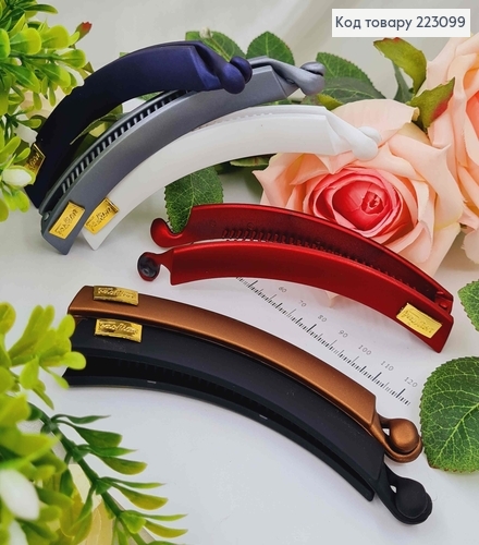 Заколка банан, каучук, с золотой пластинкой, цветной в ассорт. 223099 фото 1