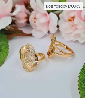 Кольцо "Звенья" украшено блестящими камнями, Xuping 18К 170989 фото