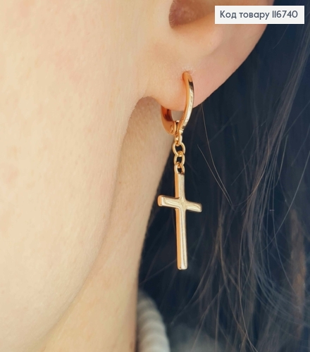 Серьги Кольца, с подвесками Крестиками, 1,7см, Xuping 18K 116740 фото 2