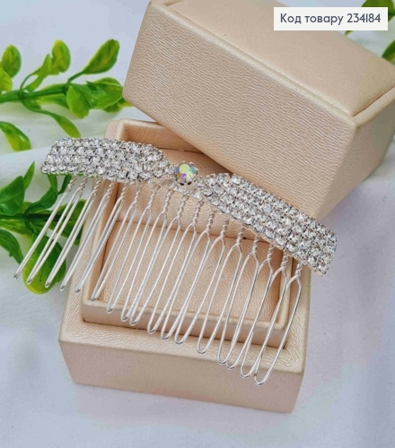 Гребінь у волосся, з Блискучими камінцями, Срібного кольору 234184 фото 1