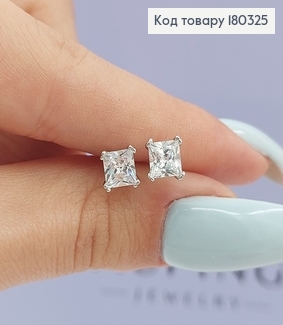 Серьги гвоздики с камнем 5мм родироване медзолото Xuping 180325 фото