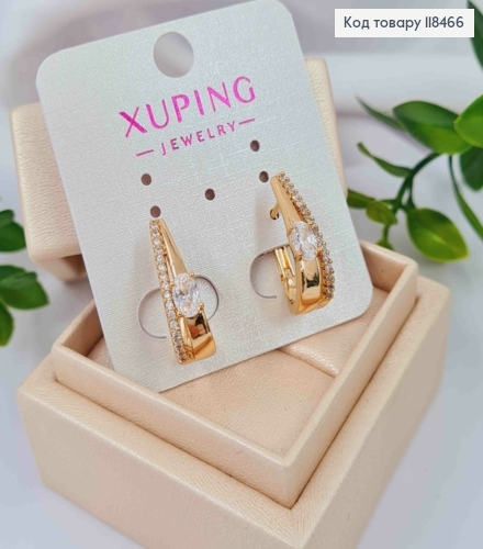 Серьги из Овальные украшены камешками с Блестящим камнем, 2см, английская застежка, Xuping 18К 118466 фото 2