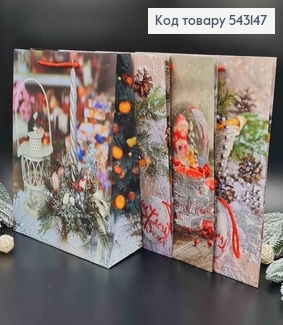 Пакет бумажный, "Праздничные игрушки с блеском" в ассорт. 26*32*10см 543147 фото