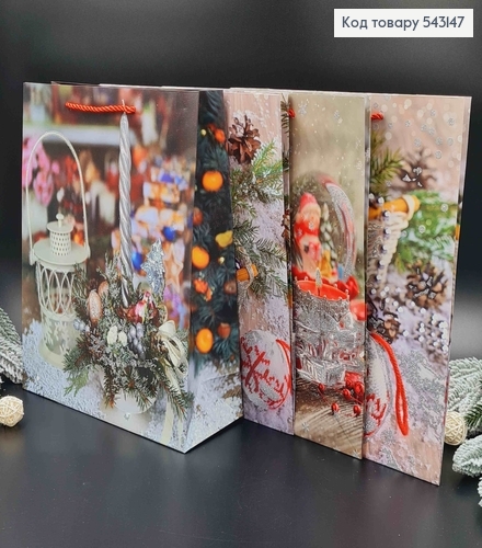 Пакет бумажный, "Праздничные игрушки с блеском" в ассорт. 26*32*10см 543147 фото 1