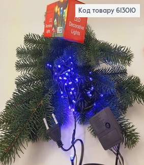 Гирлянда 100 LED 6 м черная проволока синяя 613010 фото