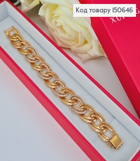 Браслет Овалы в камнях 15мм, длина 18см, Xuping 18К 150646 фото