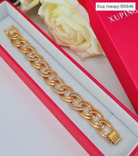 Браслет Овалы в камнях 15мм, длина 18см, Xuping 18К 150646 фото 1