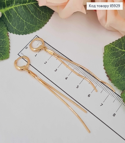 Серьги кольца 1 см, с подвесками двумя точками 6см, Xuping 18K 115929 фото 1