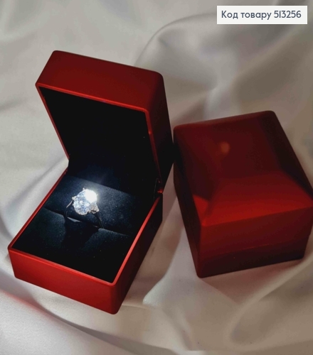 Коробка матовая ювелирная КРАСНАЯ с подсветкой, размер 6,5*6*5см 513256 фото 1