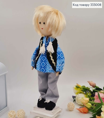 Лялька ХЛОПЧИК,"Білявий" в блакитній сорочці, висота 34см, ручна робота, Україна 333008 фото 2