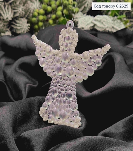 Ангел, ПЕРЛАМУТРОВИЙ, білий, 9*9см, новорічна прикраси, пластикова, виготовлено в Україні 612629 фото 1