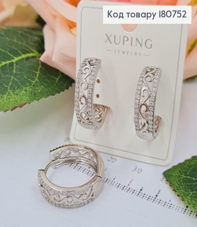 Сережки родовані кільця Вензеля з камінцями, 2*0,6см, Xuping 180752 фото
