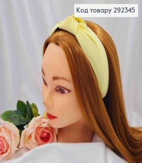 Обруч пластик в ткани "Чалма", Желтого цвета, 3,5см, ручная работа, Украина. 292345 фото