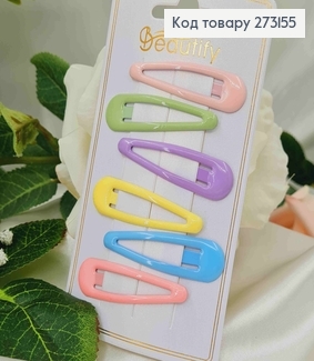 Заколки Тік-Так, пастельних тонів, 5см, 6шт. 273155 фото