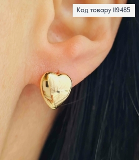 Серьги кольца "Сердечки", 1см, Xuping 18К 119485 фото