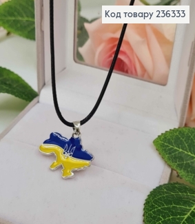 Шнурочок плетеный, с подвеской Украины сине-желтого цвета 3см, дл. 45+5см 236333 фото