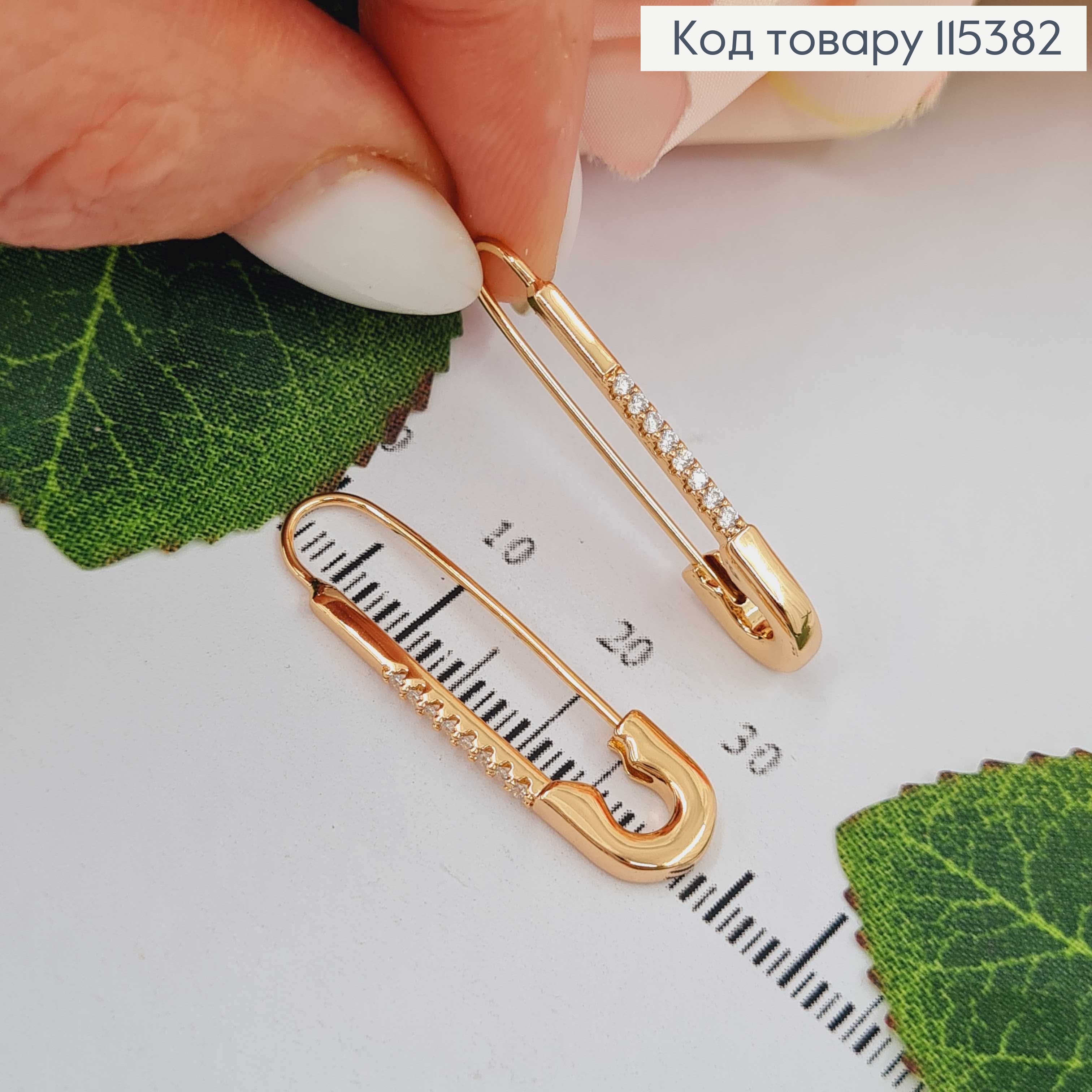 Серьги шпильки 3см в камнях Xuping 18K 115382 фото 2