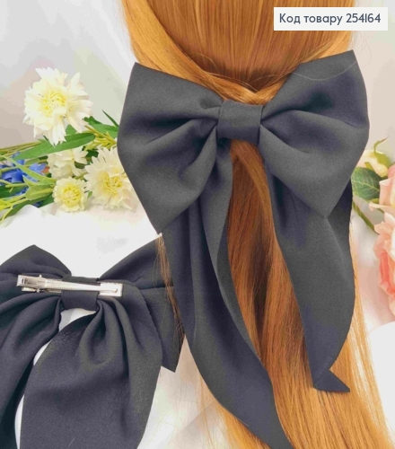 Заколка (7,5см) БАНТ ЧЕРНОГО цвета, стрейч котон, размер 14,5*21см, Украина 254164 фото 1