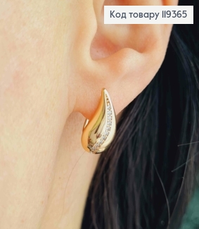 Серьги "Капельки" украшены Блестящими камешками, 1,6см, английская застежка, Xuping 18K 119365 фото