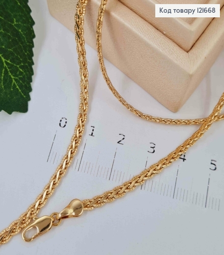 Цепочка плетения КОСИЧКА с тиснением по краям, ширина 3мм, длина 50см, Xuping 18K 121668 фото 1