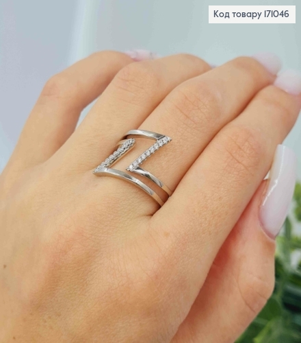 Кольцо родованное "Джейн" украшено Блестящими камнями, Xuping 171046 фото 1