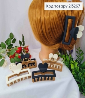 Краб пластик матовый, Прямоугольный, двухцветный с Сердцем, в ассортименте, 9см 213267 фото