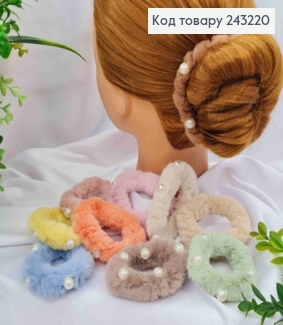 Резинка ПУШОК с Жемчужками, диаметр 7см, Цвета в ассортименте 243220 фото