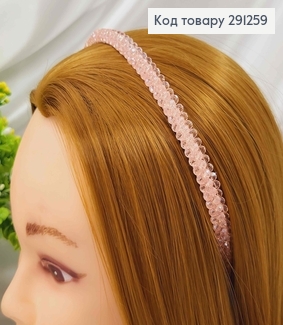 Обруч метал, плетений склярусом в 3 ряди, РОЖЕВИЙ, шириною 1см. 291259 фото