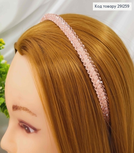 Обруч метал, плетений склярусом в 3 ряди, РОЖЕВИЙ, шириною 1см. 291259 фото 1