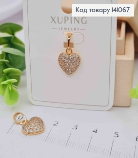 Кулон "Сердце" украшен Блестящими камешками, 1,2см, Xuping 18К 141067 фото