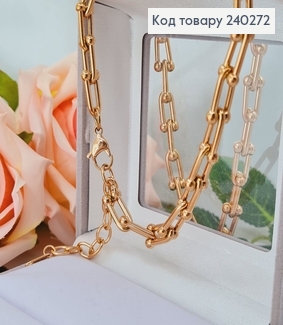 Цепочка 40+4.5 см "Сецессия" оригинальное плетение с крупными звеньями, цвет золотой, Stainless Steel 240272 фото