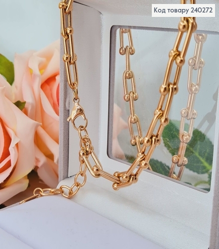 Цепочка 40+4.5 см "Сецессия" оригинальное плетение с крупными звеньями, цвет золотой, Stainless Steel 240272 фото 1