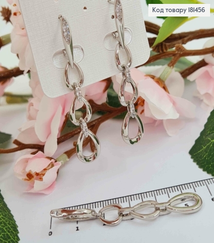 Сережки родовані, з підвіскою Три Краплинки з камінцями, довж 5,4см, англ застібка, Xuping 181456 фото 2