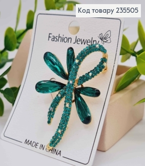 Брошка метал, "Квіткова Петля Бажання", прикрашена Смарагдовими камінцями, 5,5см  235505 фото