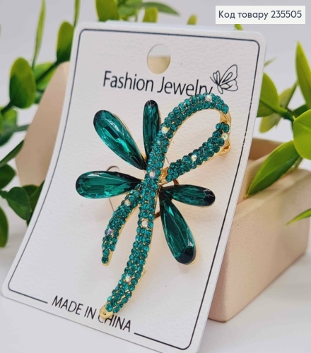 Брошь металл, "Цветочная Петля Желания", украшена Изумрудными камешками, 5,5см. 235505 фото 1