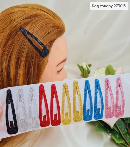 Заколка тик так детский глитер цветной 12 шт / уп. 273013 фото 1