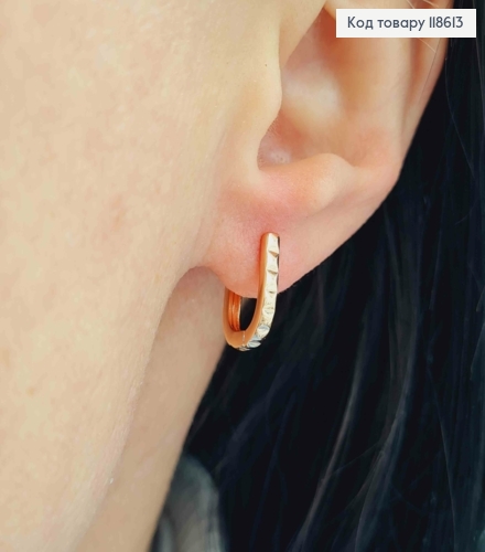 Сережки кільця "Овальні" грановані, довжина 1,3см, Xuping 18К 118613 фото 2