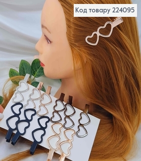 Заколка стрела, Металл, "Два сердечка", 7см, цвета в ассорт. 224095 фото