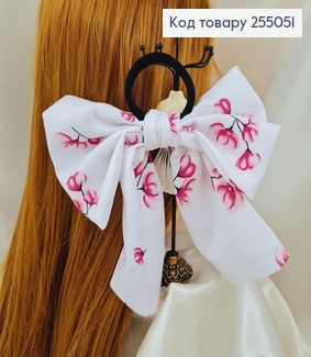 Резинка 5см,  Твилли, Бант белый Цветы 16*15см, (ручная работа,Украина) 255051 фото