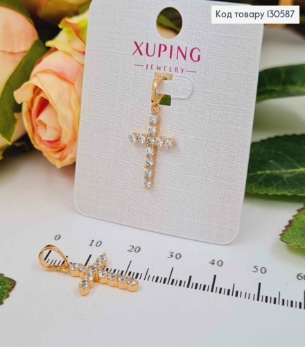 Крестик из камешков, 2*1см, Xuping 18K 130587 фото 1