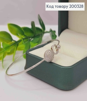 Браслет родований круглий прикрашений Блискучими камінцями, довжина 18см, діаметр 5,8см,  Xuping 200328 фото