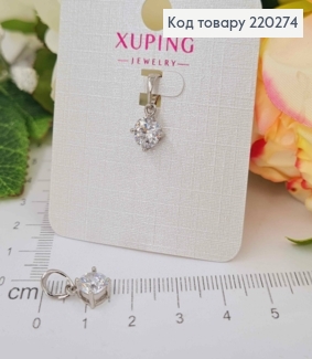 Кулон родований, з камінчиком 7мм, Xuping 220274 фото