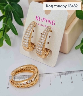 Серьги Овальные украшены Блестящими камешками, 2,9см, XUPING 18K 118482 фото